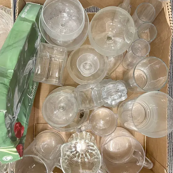 Box of Assorted Glassware