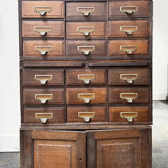 Yawman & Erbe Mfg Co Vintage Oak Modular Office Cabinet