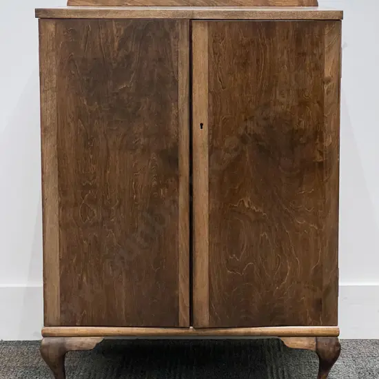 Stained Beech Two Door Linen Cabinet