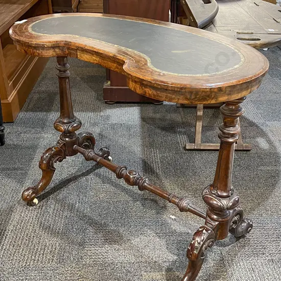 Leather Topped Kidney Shaped Hall Table