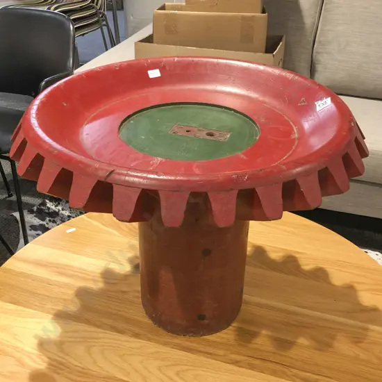 Vintage Wooden Crane Cog Pattern Mold & Stand