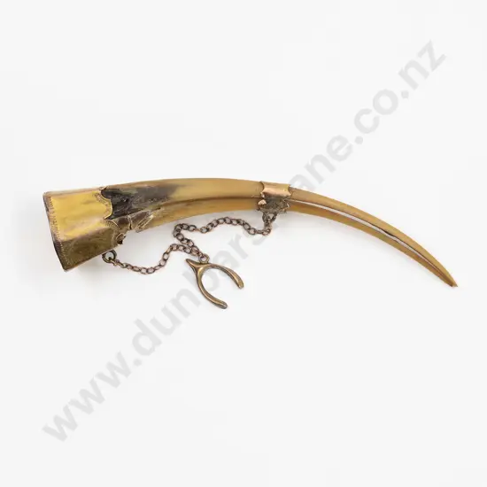 NZ Colonial 9ct Mounted Huia Beak Brooch