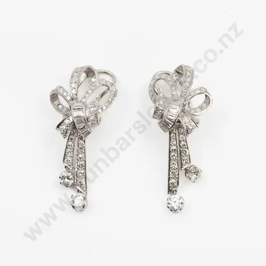 Pair 18ct White Gold Diamond Spray Pendant Earrings