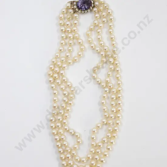 Triple Strand Uniform Cultured Pearl Necklace
