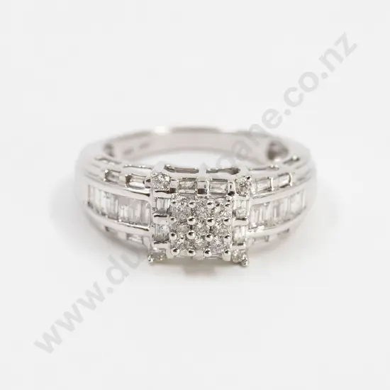 14ct White Gold 35stone Diamond Dress Ring