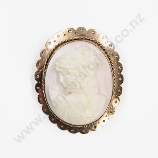 Large Early C20th 9ct Framed Cameo Brooch