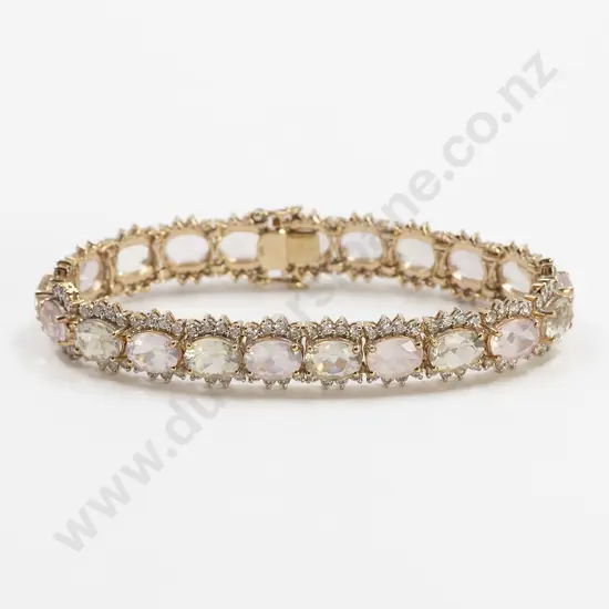 9ct Rose and Lemon Quartz Diamond Bracelet