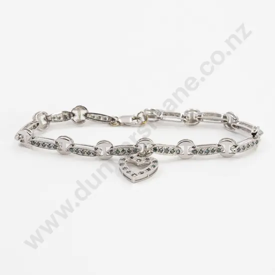 14ct White Gold Blue Diamond Bracelet