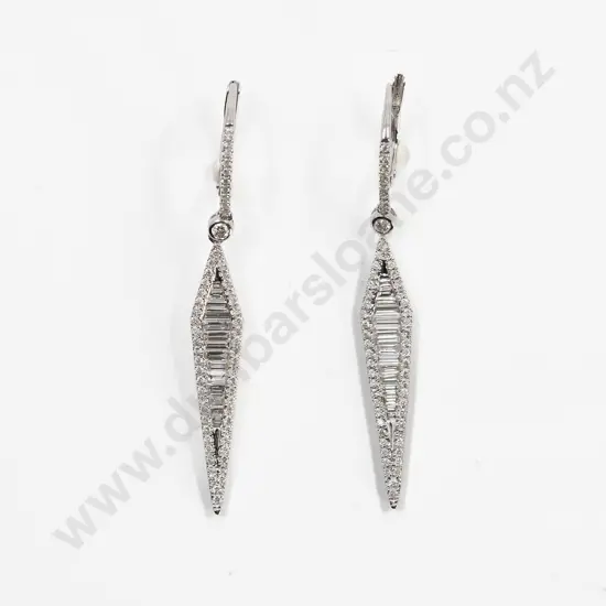 18ct White Gold Diamond Pendant Drop Earrings