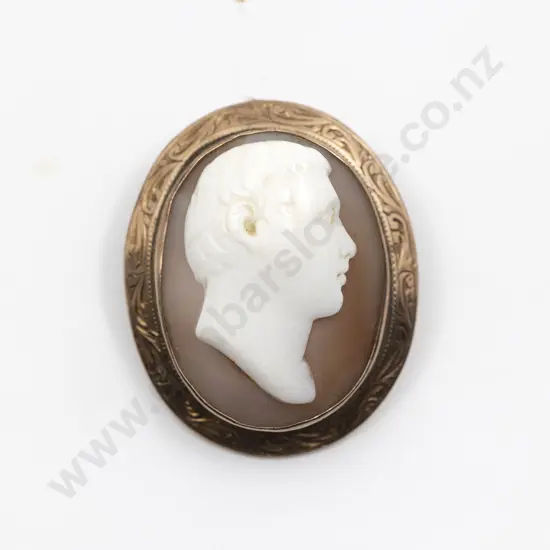 Victorian 9ct Framed Portrait Cameo Brooch