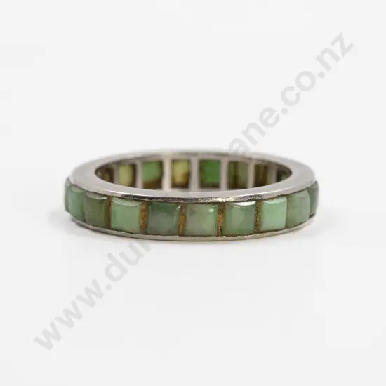 Art Deco All Platinum Fine Jade Band Ring