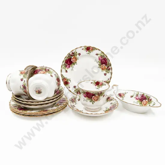 Four Royal Albert 'Old Country Roses' Trios & Jam Dish