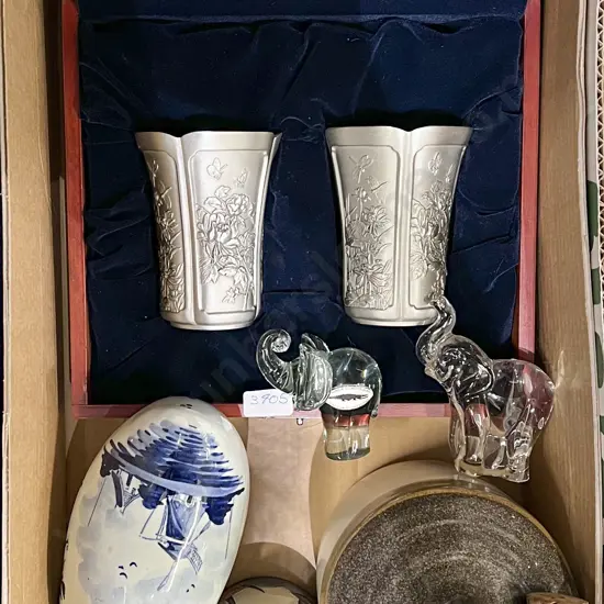 Boxed Pair Royal Selangor Pewter Cups etc