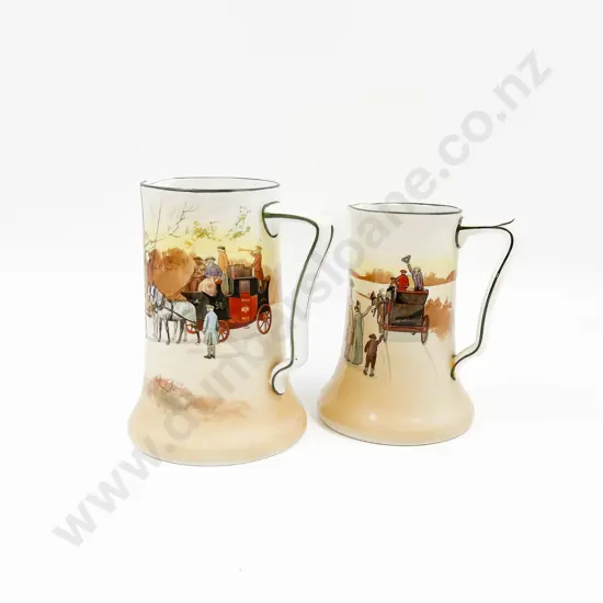 Two Large RD Coaching Scenes Jugs