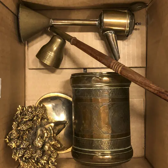 Small Quantity of Brassware incl Desk Weight & Lamp