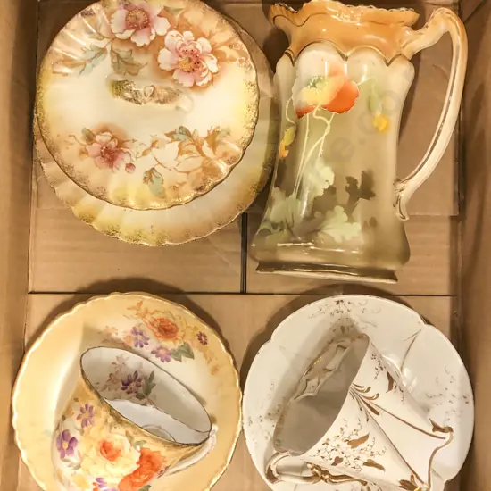 Small Quantity of Hand Painted China incl Moustache Cups