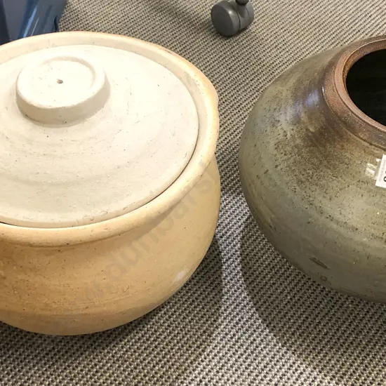 Pottery Vase & Lidded Pot