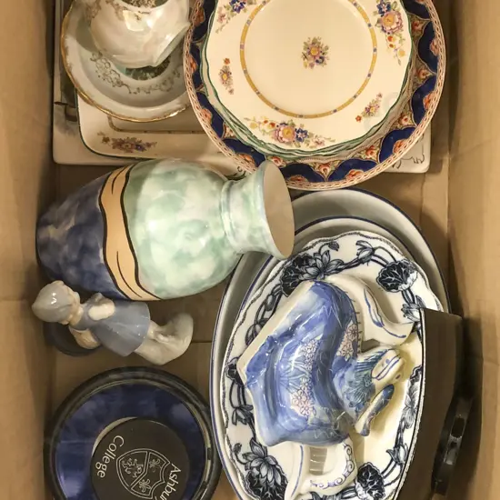 Box of Assorted Fancy China & Ornaments etc