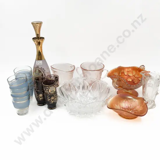 Quantity of Assorted Glassware incl Liqueur Set & Carnival Glass etc