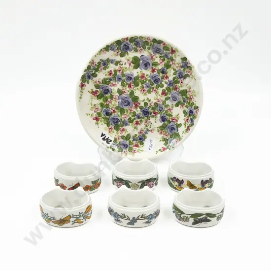 Six Portmeirion 'The Botanic Garden' Napkin Holders & Hand Painted Plate