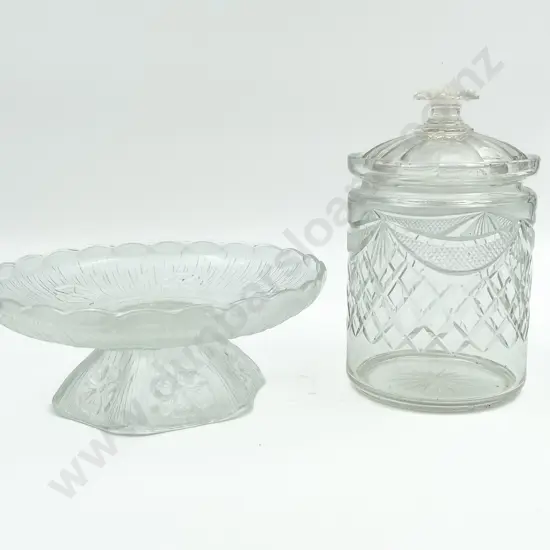 Crystal Lidded Canister & Glass Dish
