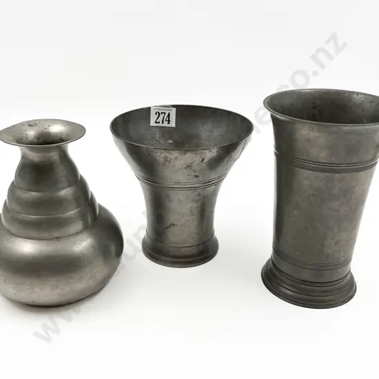 Three Pewter Vases