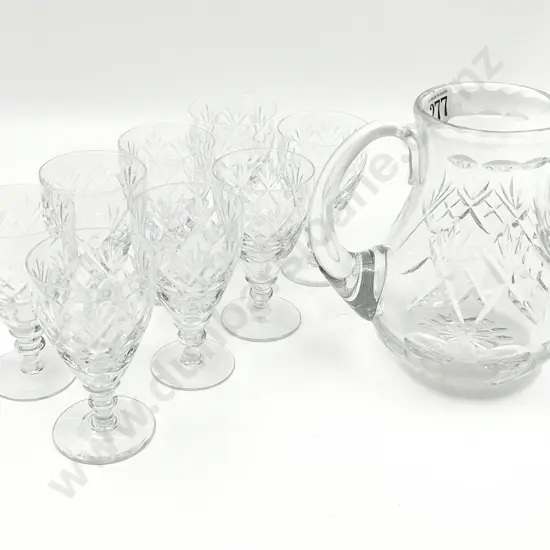 Crystal Jug & Eight Crystal Goblets