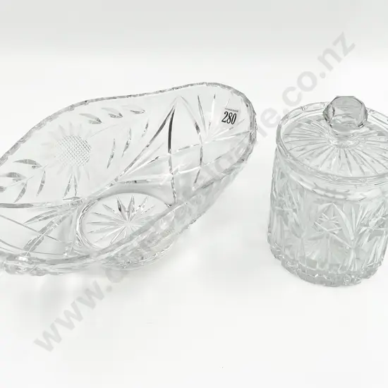 Oval Crystal Dish & Glass Canister