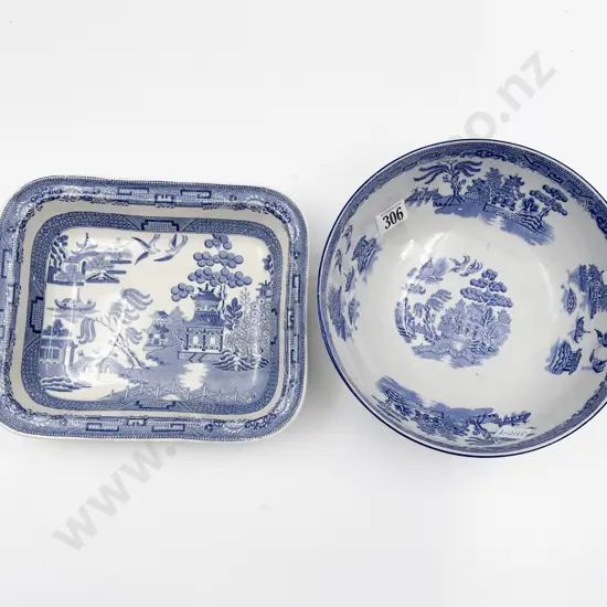 Willow Pattern Bowl and Wedgwood Willow Pattern Dish