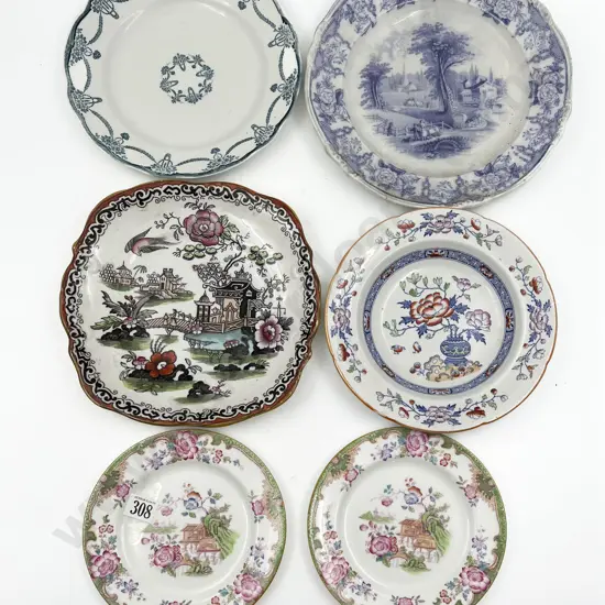 Six Assorted Fancy China Plates