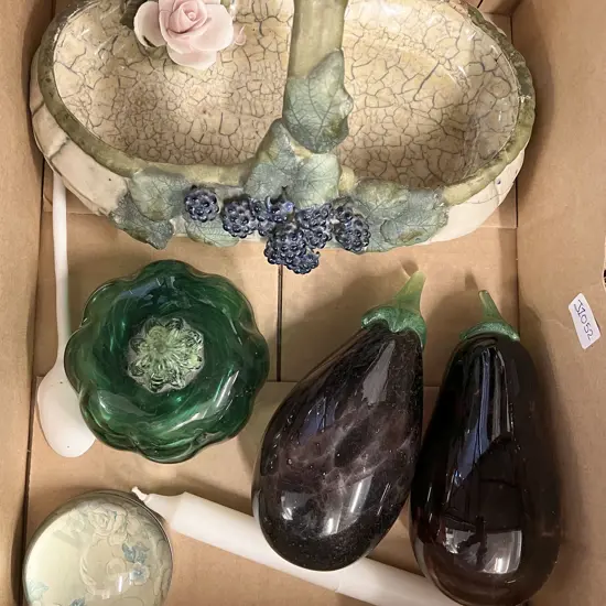 Box of Assorted Including Glass Vegetables