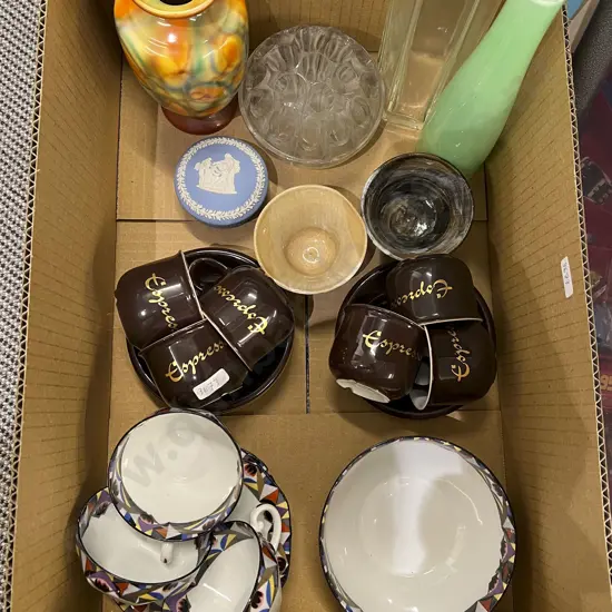 Box of Mixed China and Glassware Including Wedgwood
