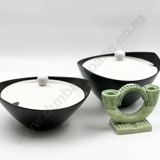 C1930's Candlestick and Two Lidded Serving Dishes