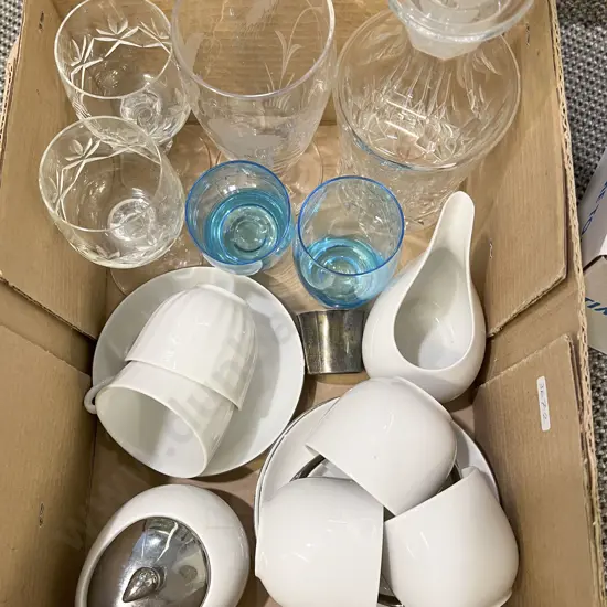 Small Box of China and Glassware