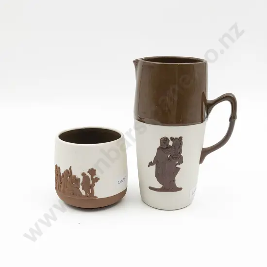Temuka Jasperware Brown & Cream Jug and Pot