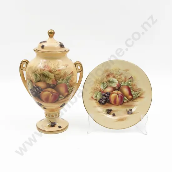 Aynsley "Orchard Gold" Urn with Cover Together with Plate