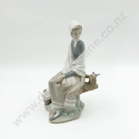 Lladro Figure of Seated Girl and Bird