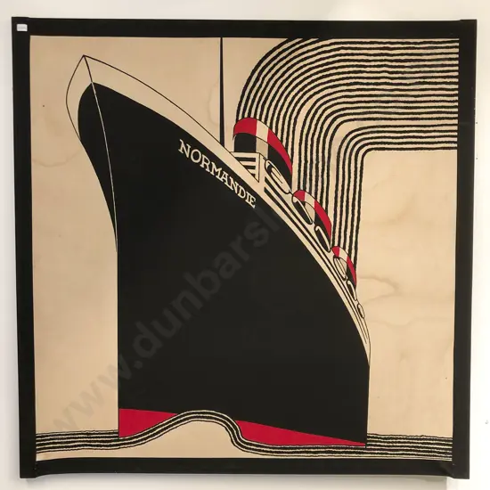 Vintage Screen Printed Fabric Wall Art - Ship