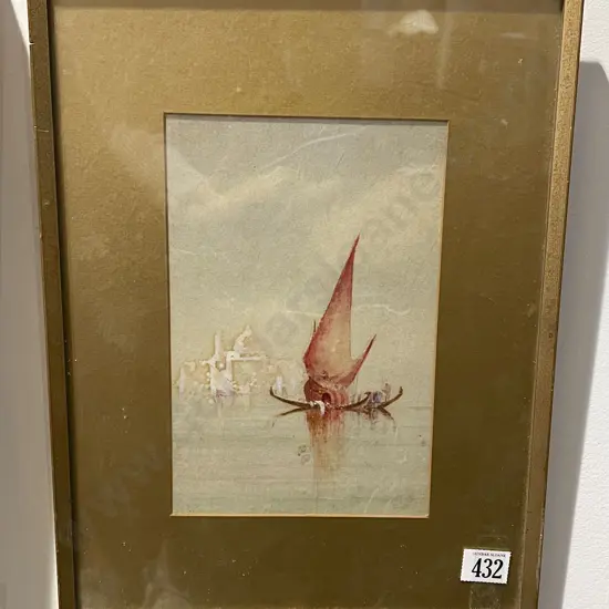 Small European Watercolour - Indistinctly Signed