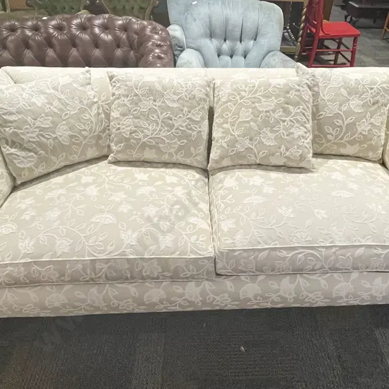Edwardian Two And A Half Seater Sofa In Modern Cream Fabric
