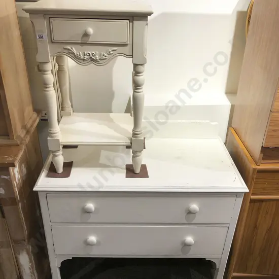 White Painted Dressing Chest & Side Table