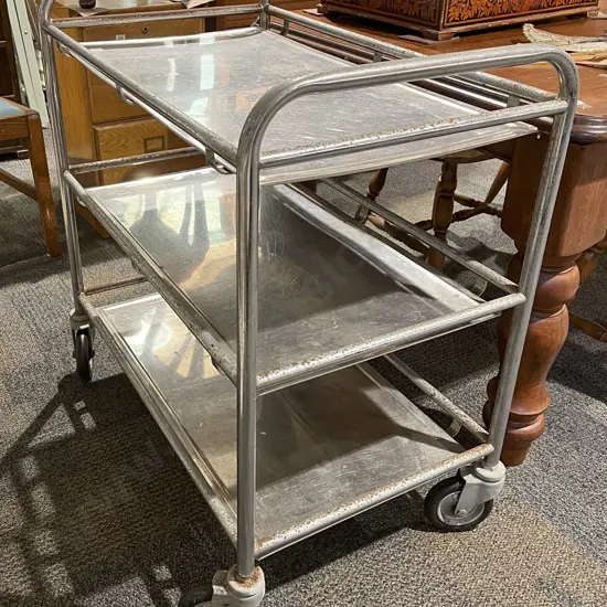 Vintage Chrome & Stainless Steel Hospital Trolley