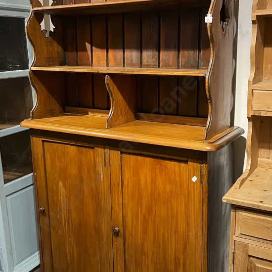 Interesting NZ Colonial Kauri Dresser With Shaped & Pierced Top