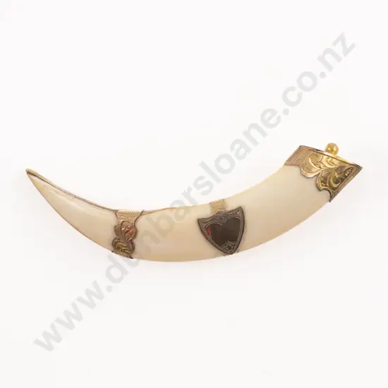 9ct Mounted Boar Tusk Brooch