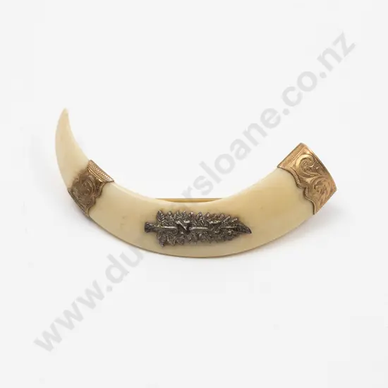 9ct Mounted Boar Tusk Brooch