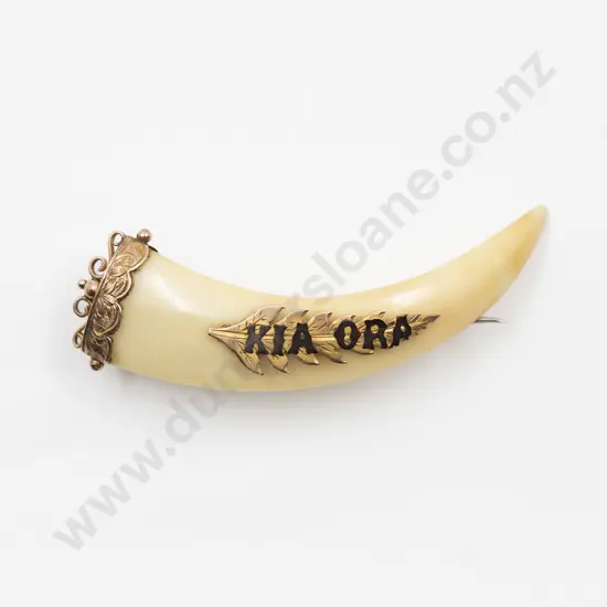 9ct Mounted Small Single Tusk Brooch