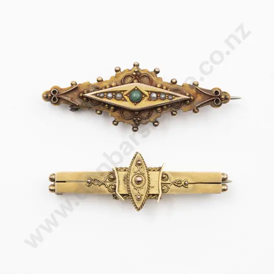 Two 9ct Victorian Bar Brooches