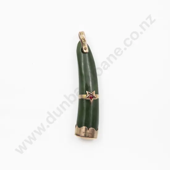 9ct Mounted Greenstone Pendant