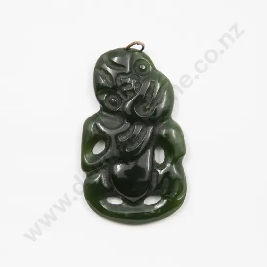 Mid C20th Greenstone Tiki Pendant