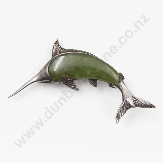 S/S Greenstone Sword Fish Brooch